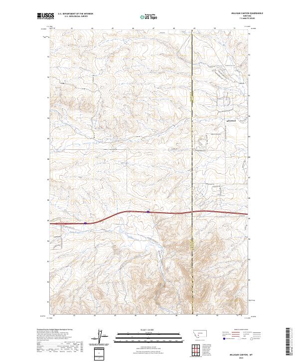 Milligan Canyon, MT — USGS 7.5-minute topo (2024)