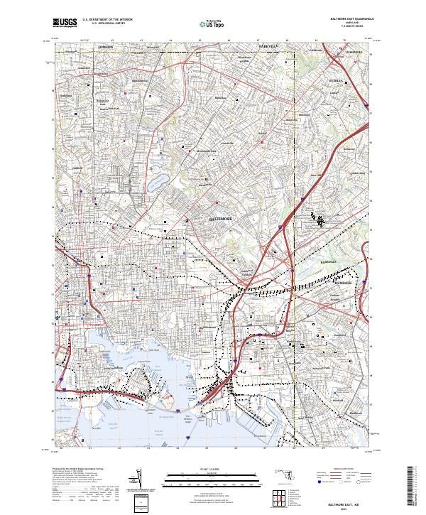 Baltimore East, MD — USGS 7.5-minute topo (2023)