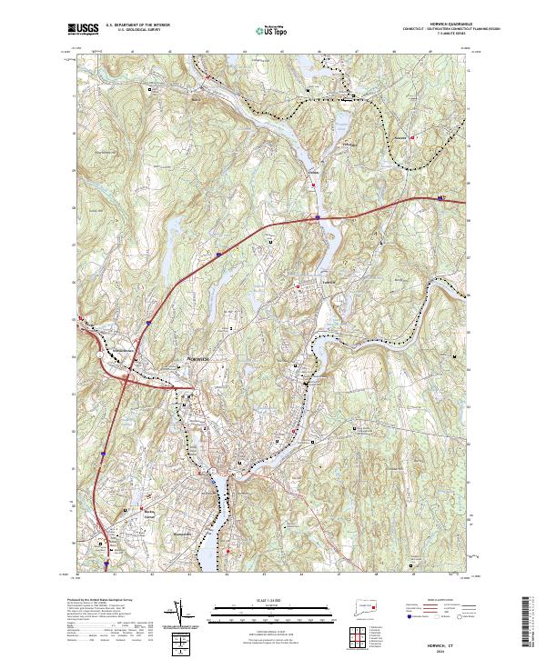 Norwich, CT — USGS 7.5-minute topo (2024)