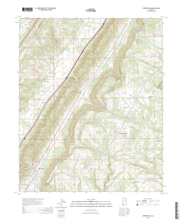 Portersville, AL — USGS 7.5-minute topo (2026)