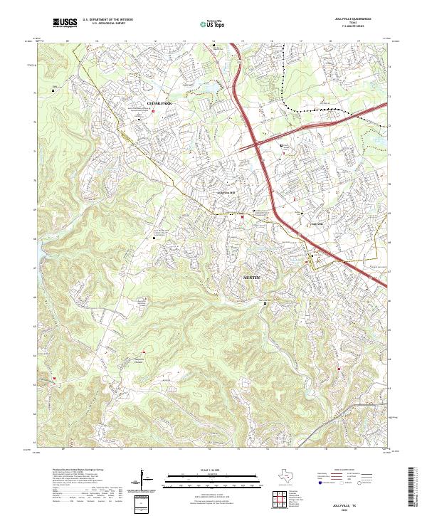 Jollyville, TX — USGS 7.5-minute topo (2022)