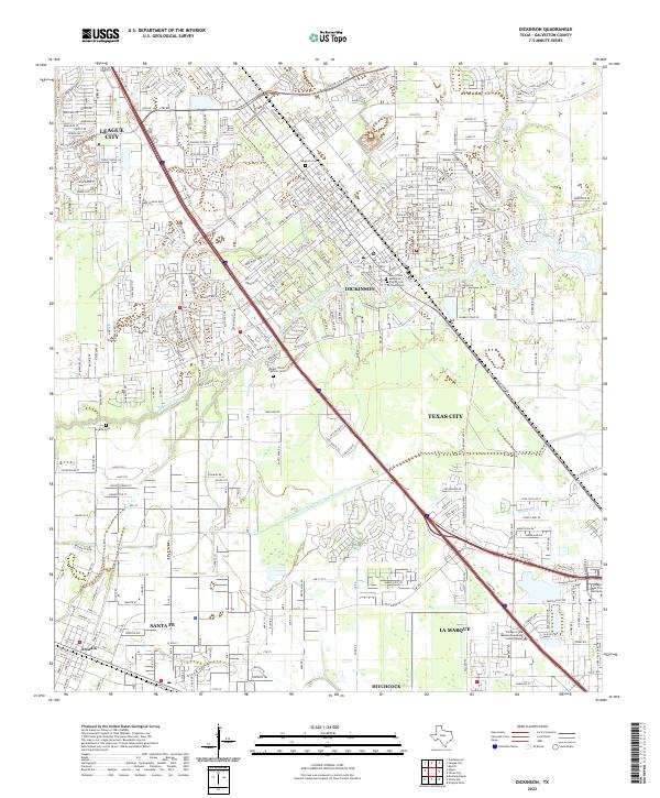 Dickinson, TX — USGS 7.5-minute topo (2022)