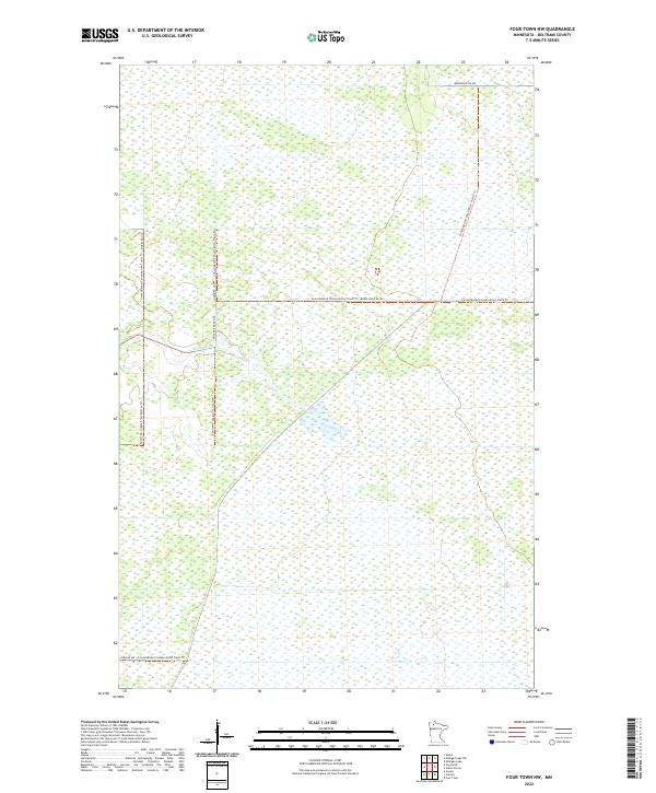 Four Town NW, MN — USGS 7.5-minute topo (2022)