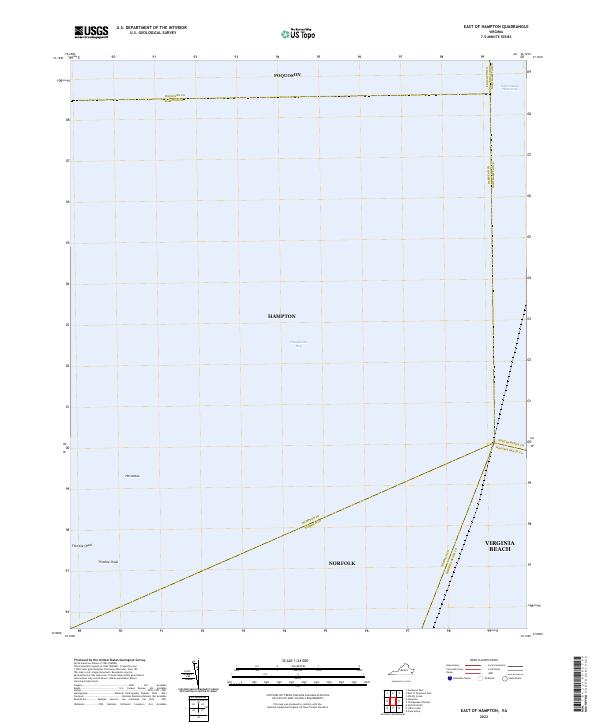 East of Hampton, VA — USGS 7.5-minute topo (2022)
