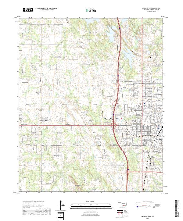 Ardmore West, OK — USGS 7.5-minute topo (2022)