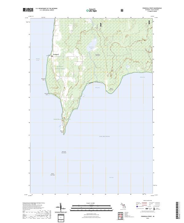 Peninsula Point, MI — USGS 7.5-minute topo (2023)