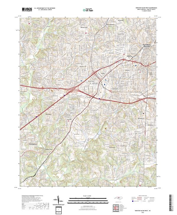 Winston-Salem West, NC — USGS 7.5-minute topo (2022)