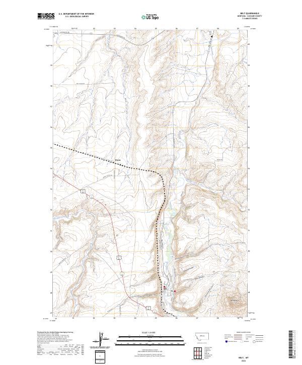 Belt, MT — USGS 7.5-minute topo (2024)