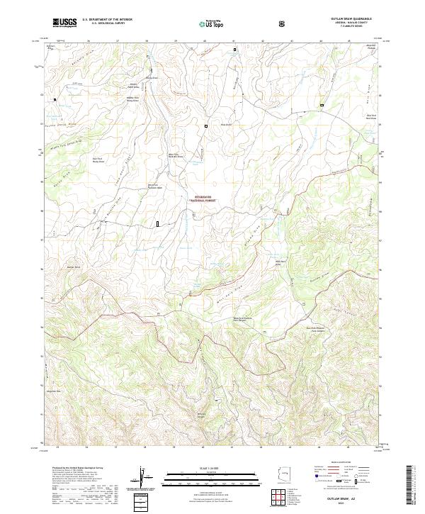 Outlaw Draw, AZ — USGS 7.5-minute topo (2021)