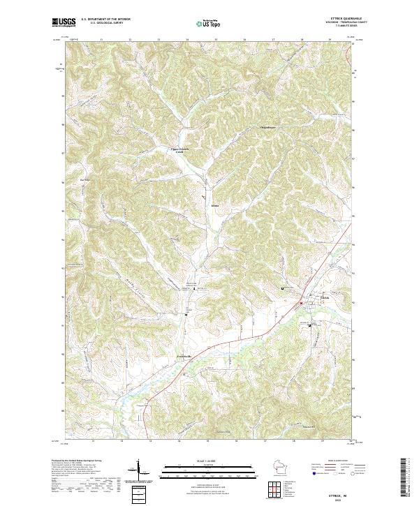 Ettrick, WI — USGS 7.5-minute topo (2022)