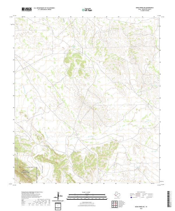 Bone Spring NE, TX — USGS 7.5-minute topo (2022)