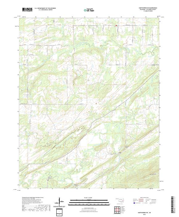 Hartshorne SW, OK — USGS 7.5-minute topo (2022)