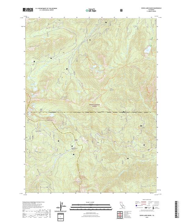Seven Lakes Basin, CA — USGS 7.5-minute topo (2022)