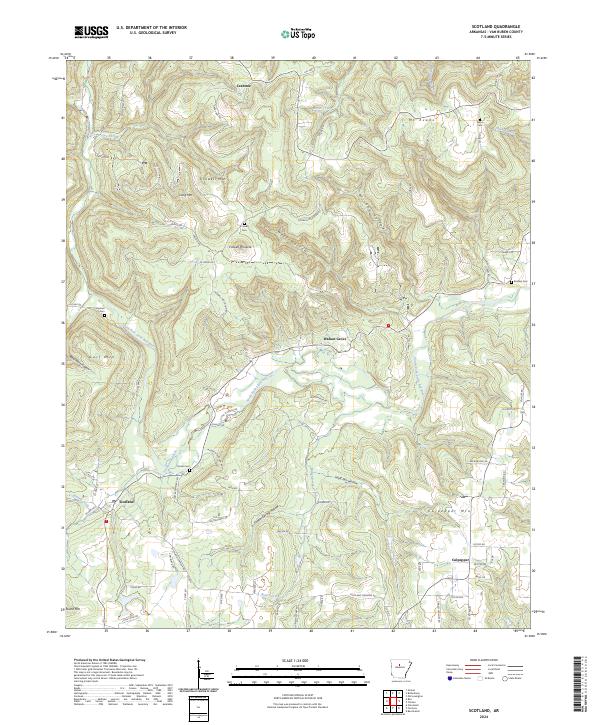 Scotland, AR — USGS 7.5-minute topo (2024)