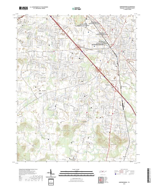 Murfreesboro, TN — USGS 7.5-minute topo (2022)