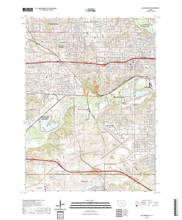 Des Moines SW, IA — USGS 7.5-minute topo (2022)