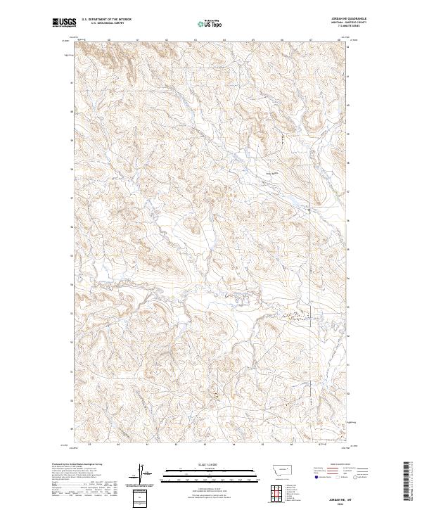 Jordan NE, MT — USGS 7.5-minute topo (2024)