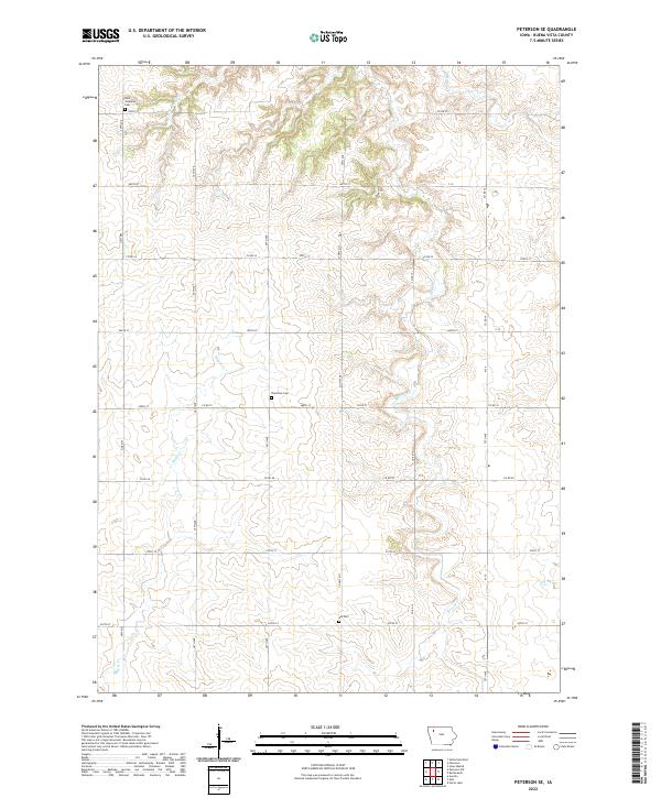 Peterson SE, IA — USGS 7.5-minute topo (2022)