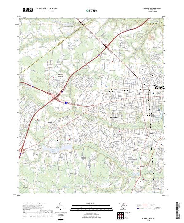Florence West, SC — USGS 7.5-minute topo (2024)