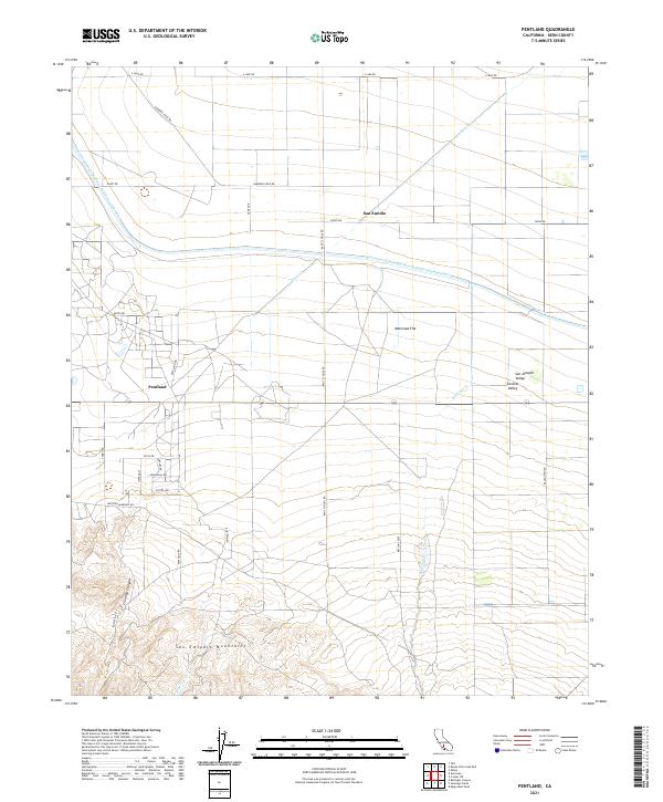 Pentland, CA — USGS 7.5-minute topo (2021)