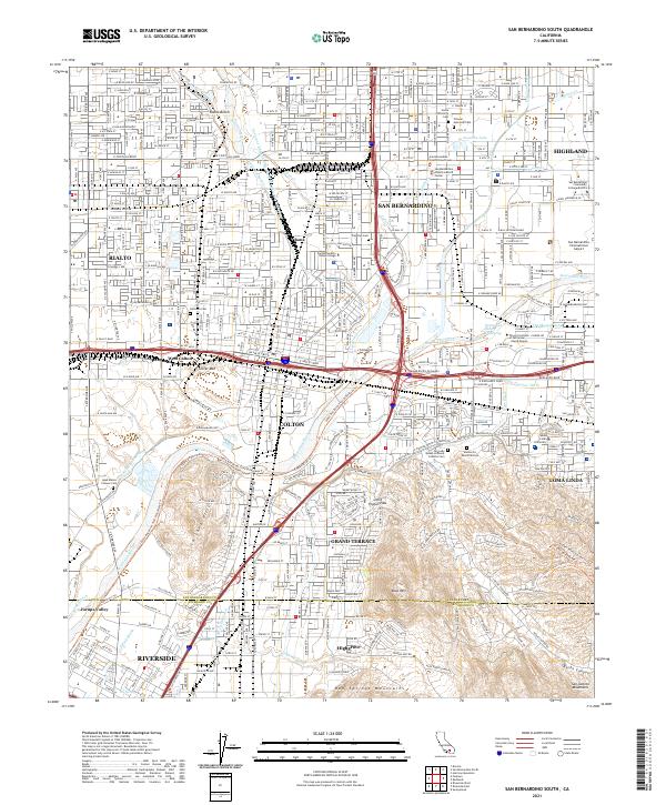San Bernardino South, CA — USGS 7.5-minute topo (2021)