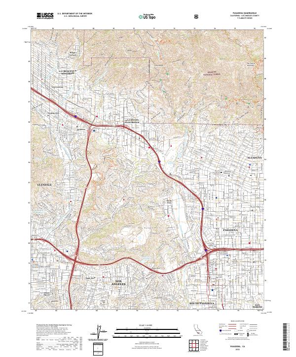 Pasadena, CA — USGS 7.5-minute topo (2022)
