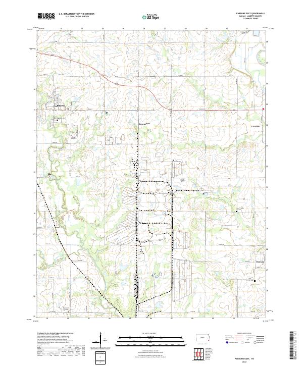 Parsons East, KS — USGS 7.5-minute topo (2022)