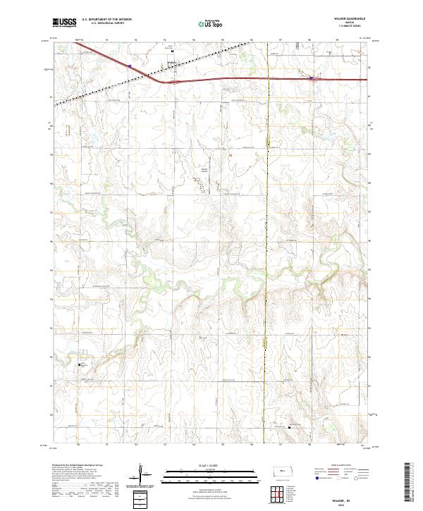 Walker, KS — USGS 7.5-minute topo (2022)