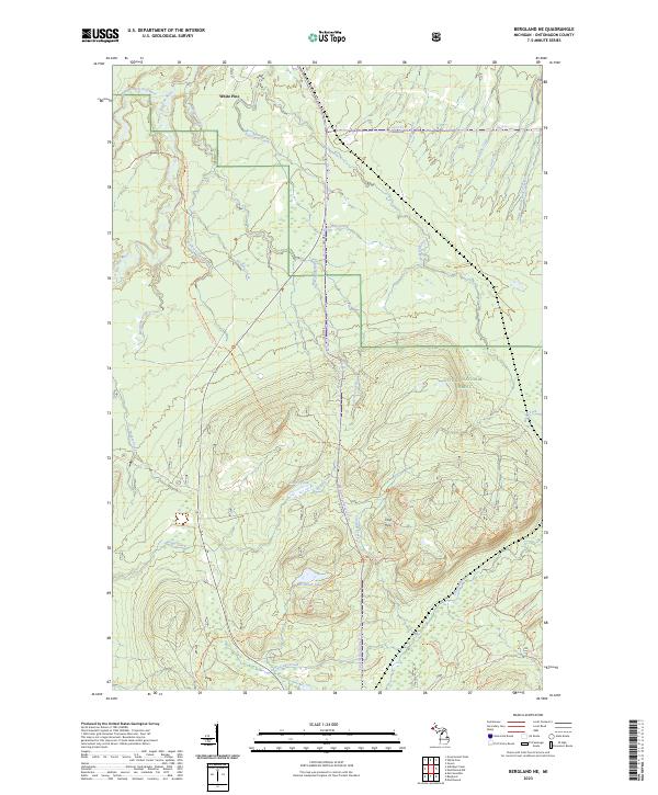 Bergland NE, MI — USGS 7.5-minute topo (2023)