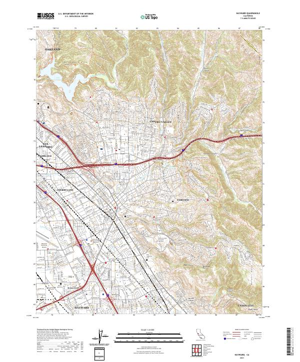 Hayward, CA — USGS 7.5-minute topo (2021)