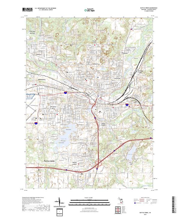 Battle Creek, MI — USGS 7.5-minute topo (2023)