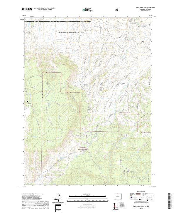 Sand Creek Pass, CO-WY — USGS 7.5-minute topo (2022)