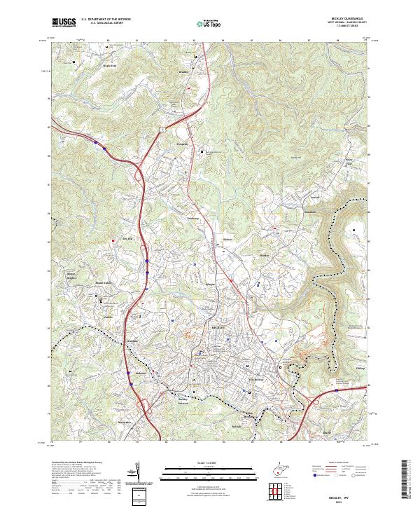 Beckley, WV — USGS 7.5-minute topo (2023)