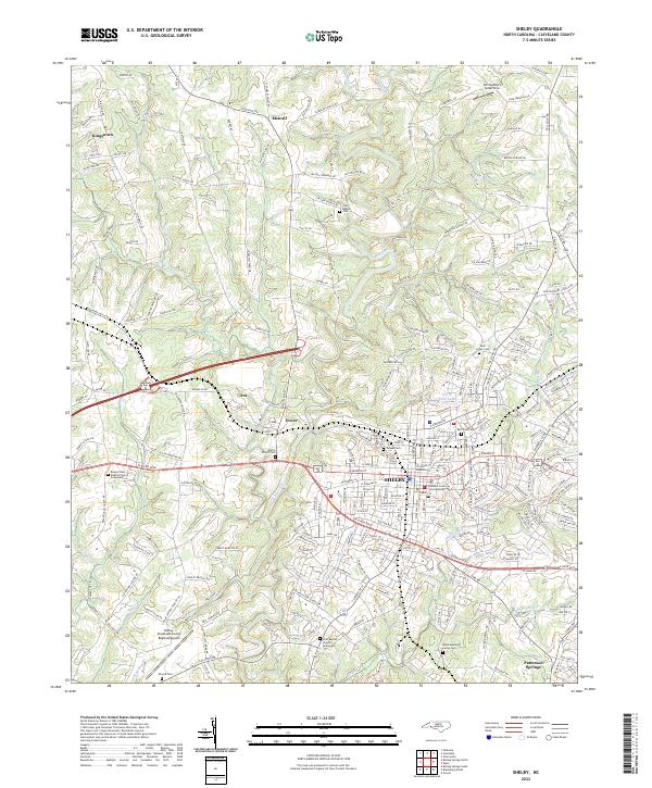 Shelby, NC — USGS 7.5-minute topo (2022)