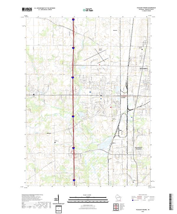 Pleasant Prairie, WI — USGS 7.5-minute topo (2022)