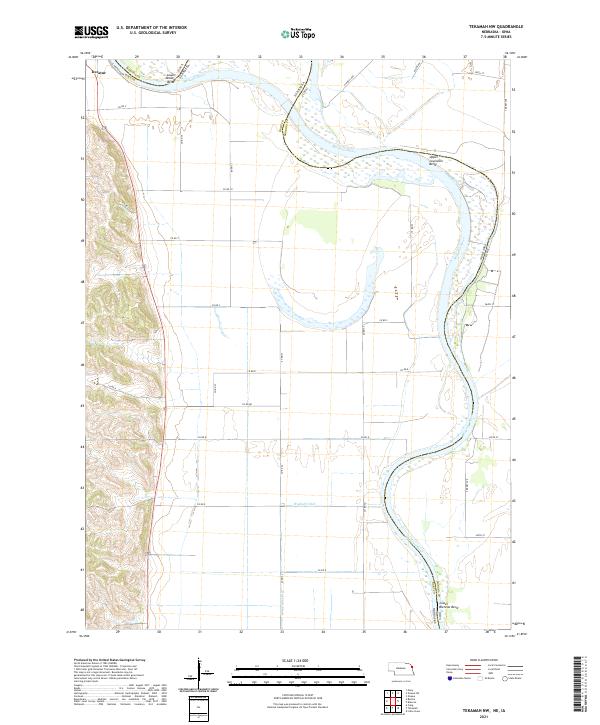 Tekamah NW, NE-IA — USGS 7.5-minute topo (2021)