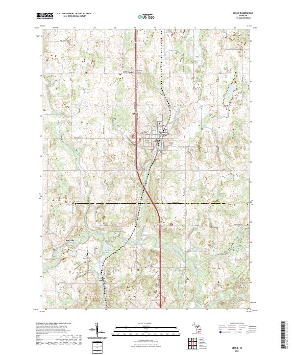 Leslie, MI — USGS 7.5-minute topo (2023)