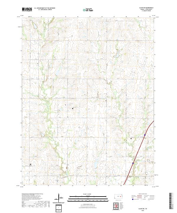 Allen SW, KS — USGS 7.5-minute topo (2022)