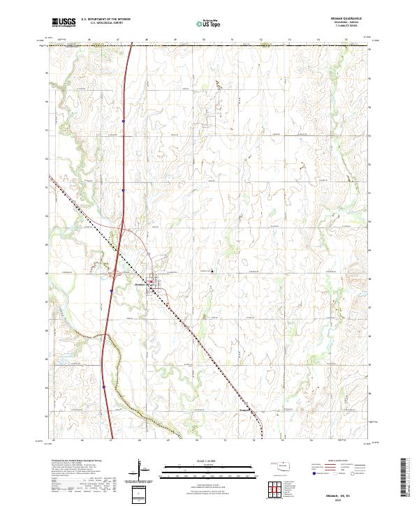 Braman, OK-KS — USGS 7.5-minute topo (2022)