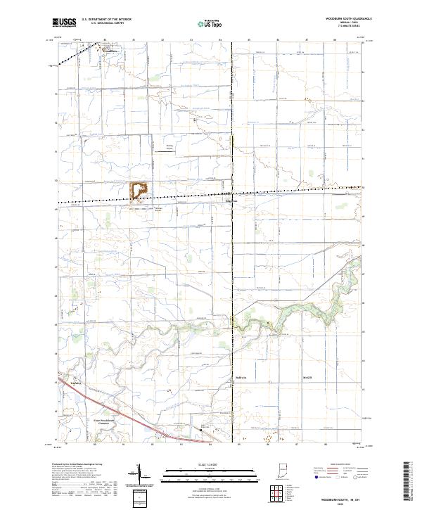 Woodburn South, IN-OH — USGS 7.5-minute topo (2022)