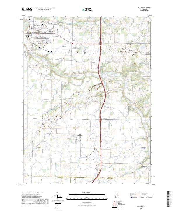 Gas City, IN — USGS 7.5-minute topo (2022)