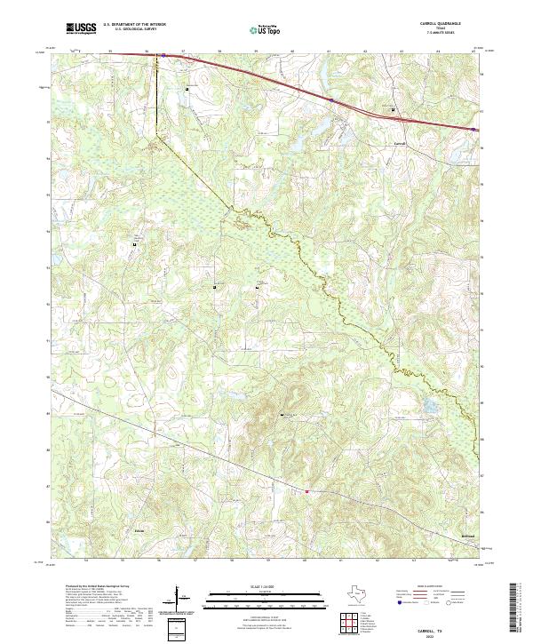 Carroll, TX — USGS 7.5-minute topo (2022)