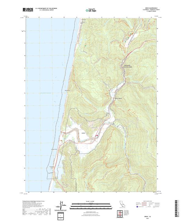 Orick, CA — USGS 7.5-minute topo (2021)