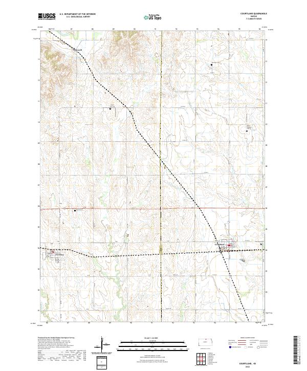 Courtland, KS — USGS 7.5-minute topo (2022)