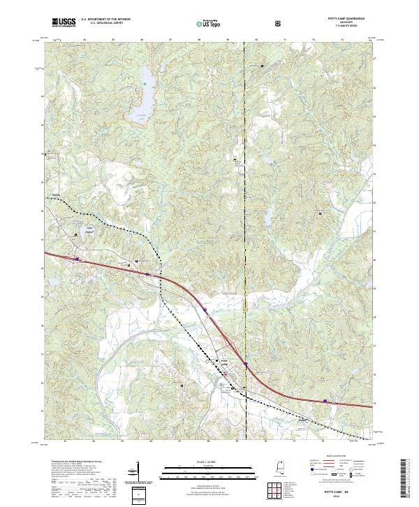 Potts Camp, MS — USGS 7.5-minute topo (2024)