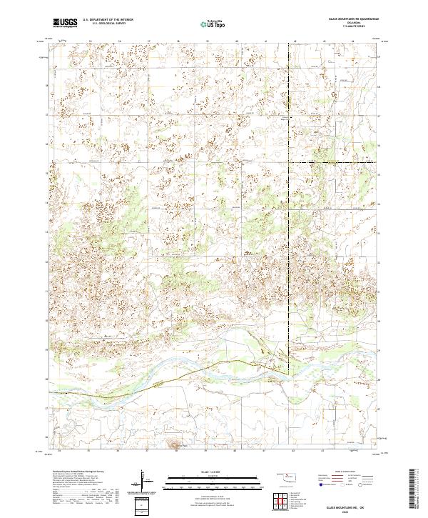Glass Mountains NE, OK — USGS 7.5-minute topo (2022)