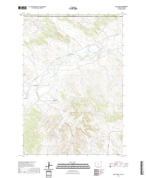 Gaff Creek, WY-MT — USGS 7.5-minute topo (2021)