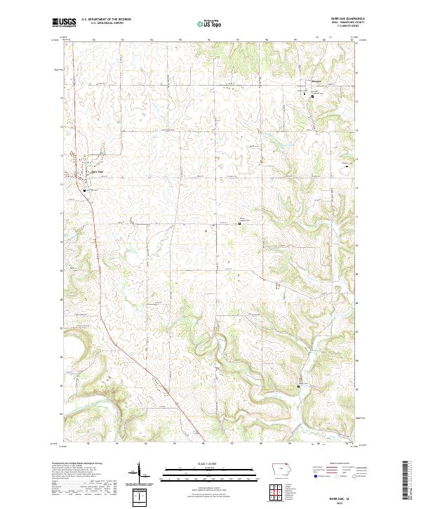 Burr Oak, IA — USGS 7.5-minute topo (2022)