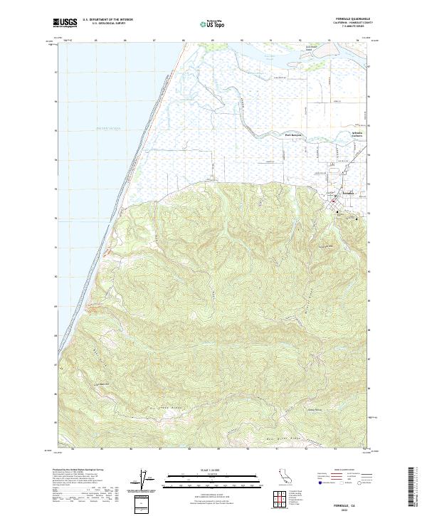 Ferndale, CA — USGS 7.5-minute topo (2022)