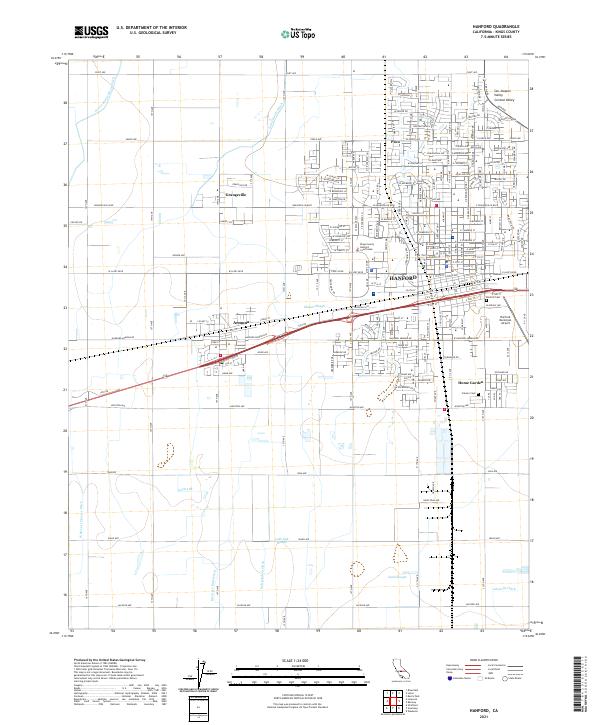 Hanford, CA — USGS 7.5-minute topo (2021)